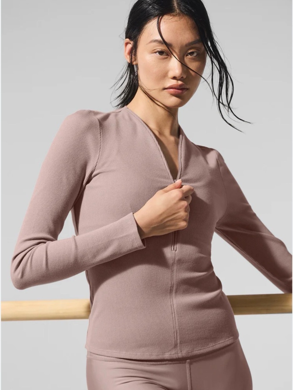 Alo Ribbed Mesmerize Long Sleeve -Mauve